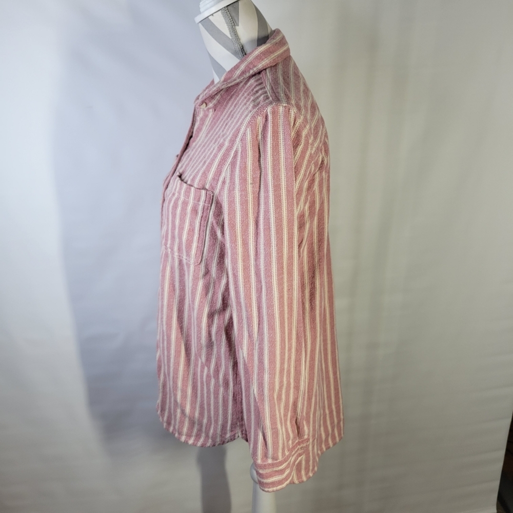 Womans Madewell Flannel 100% Cotton Button Front LS Shirt Size Small Stripe - Picture 4 of 11